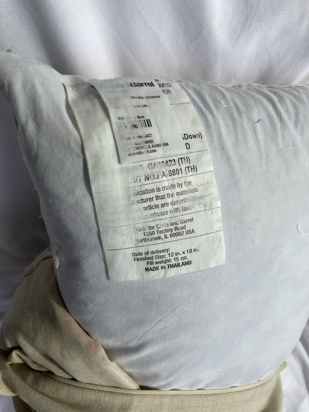 CRATE and  BARREL Embroidered Lumbar Pillow  Boho Linen Cotton 17 x 11 inches